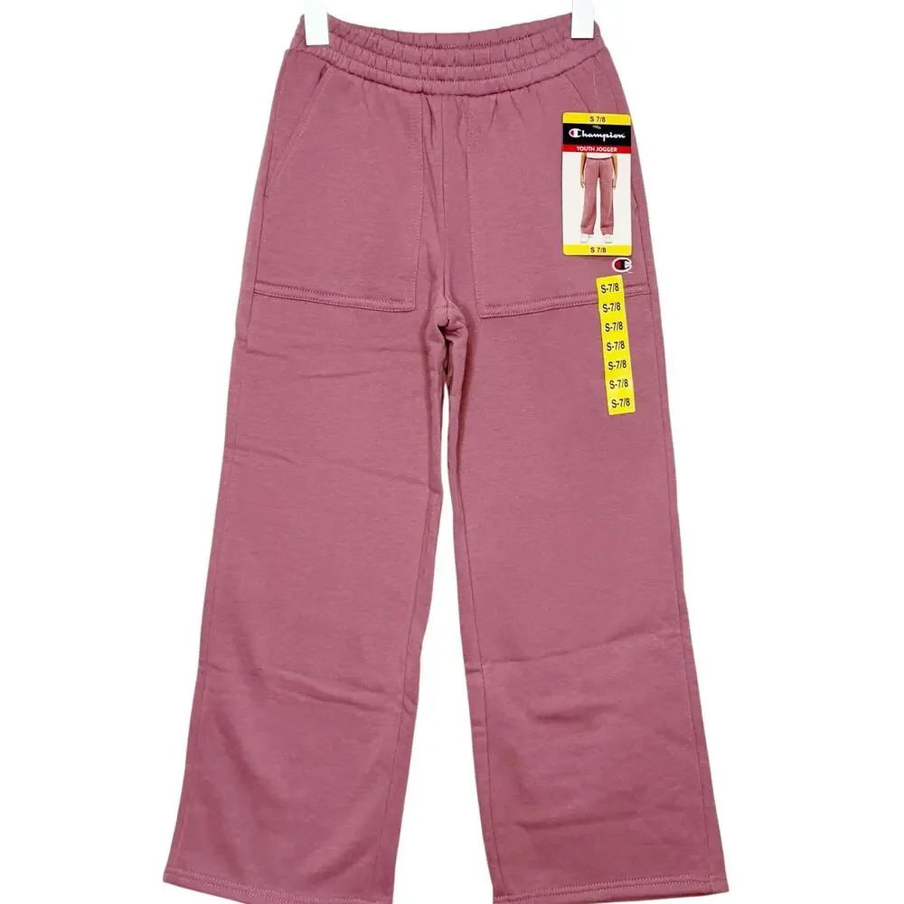 CHAMPION Youth Jogger Pants Elastic Waist Relaxed Fit Fleece Purple Size S 7/8